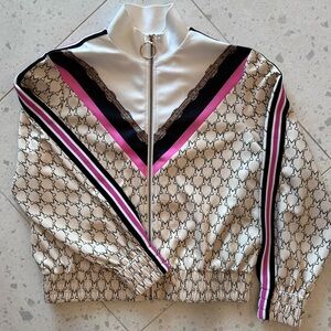 Maje Logo Print Chain Monogram Track Jacket